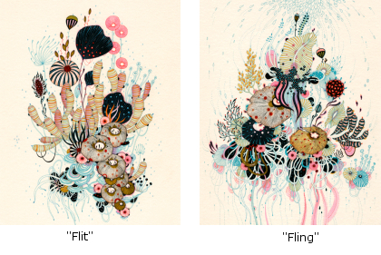 Flit and Fling prints by Yellena James on the set of Modern Family
