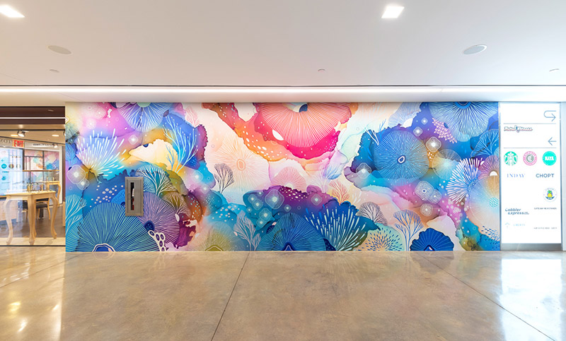 Halcyon large scale vinyl wall mural by Yellena James at One NY Plaza 