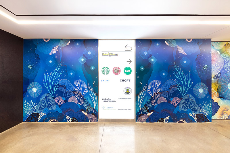 Halcyon large scale vinyl wall mural by Yellena James at One NY Plaza 